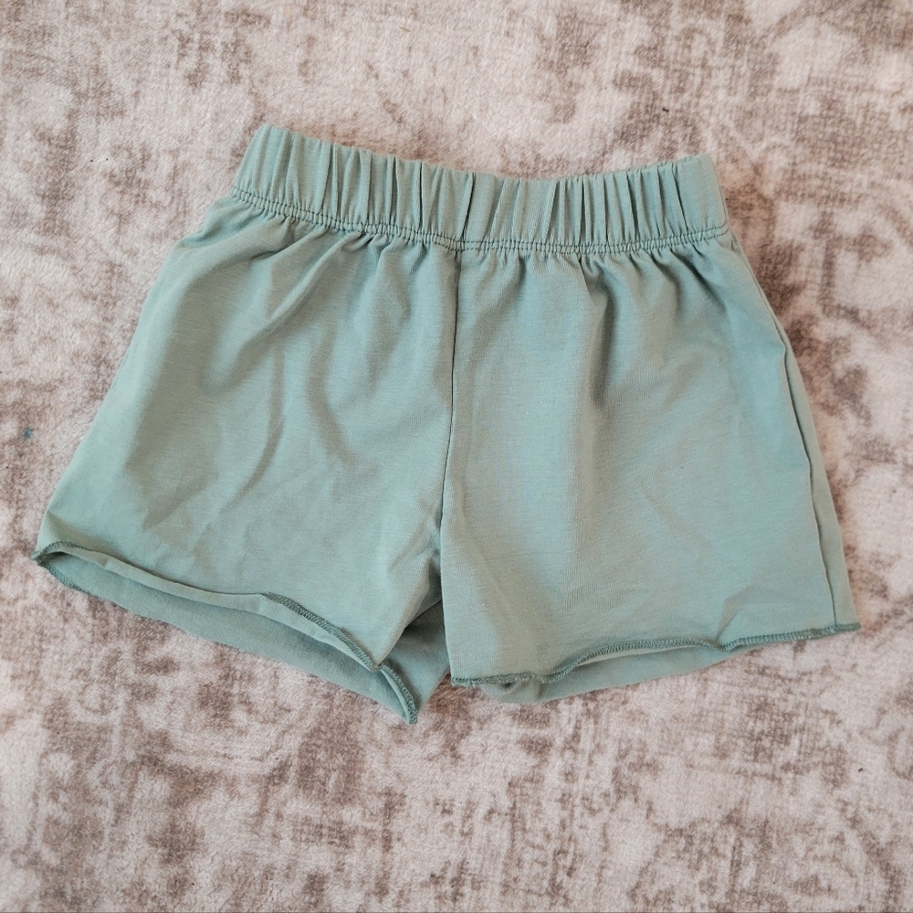 Winnie + Crew Baby Girl Sage Green Jersey Knit Shorts 100% Cotton 6–12M